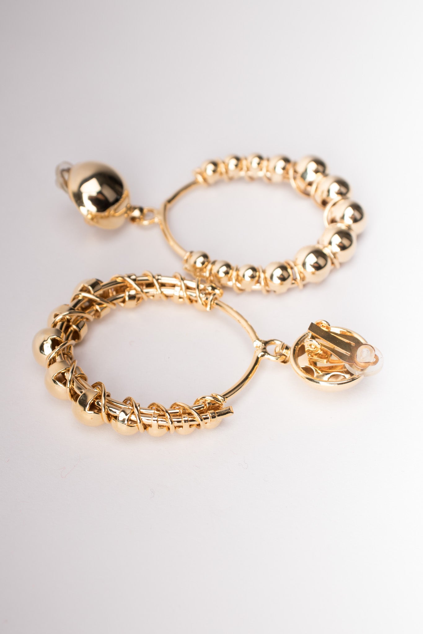 Oversized Vintage Gold Ball Hoop Earrings