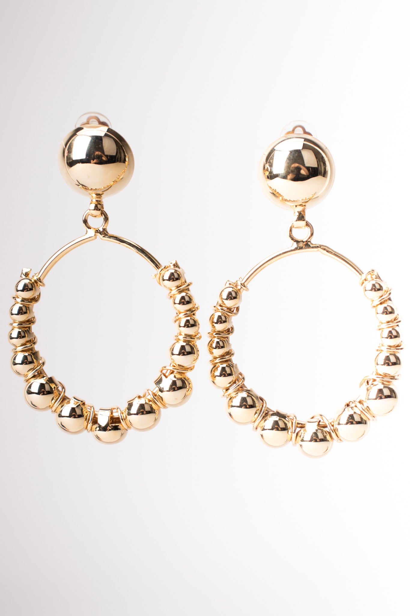 Oversized Vintage Gold Ball Hoop Earrings