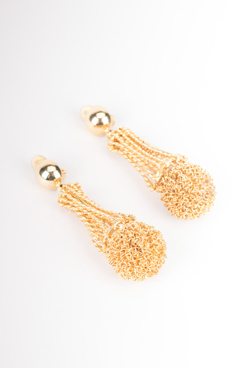 Whimsical Gold Mesh Topiary Ball Earrings