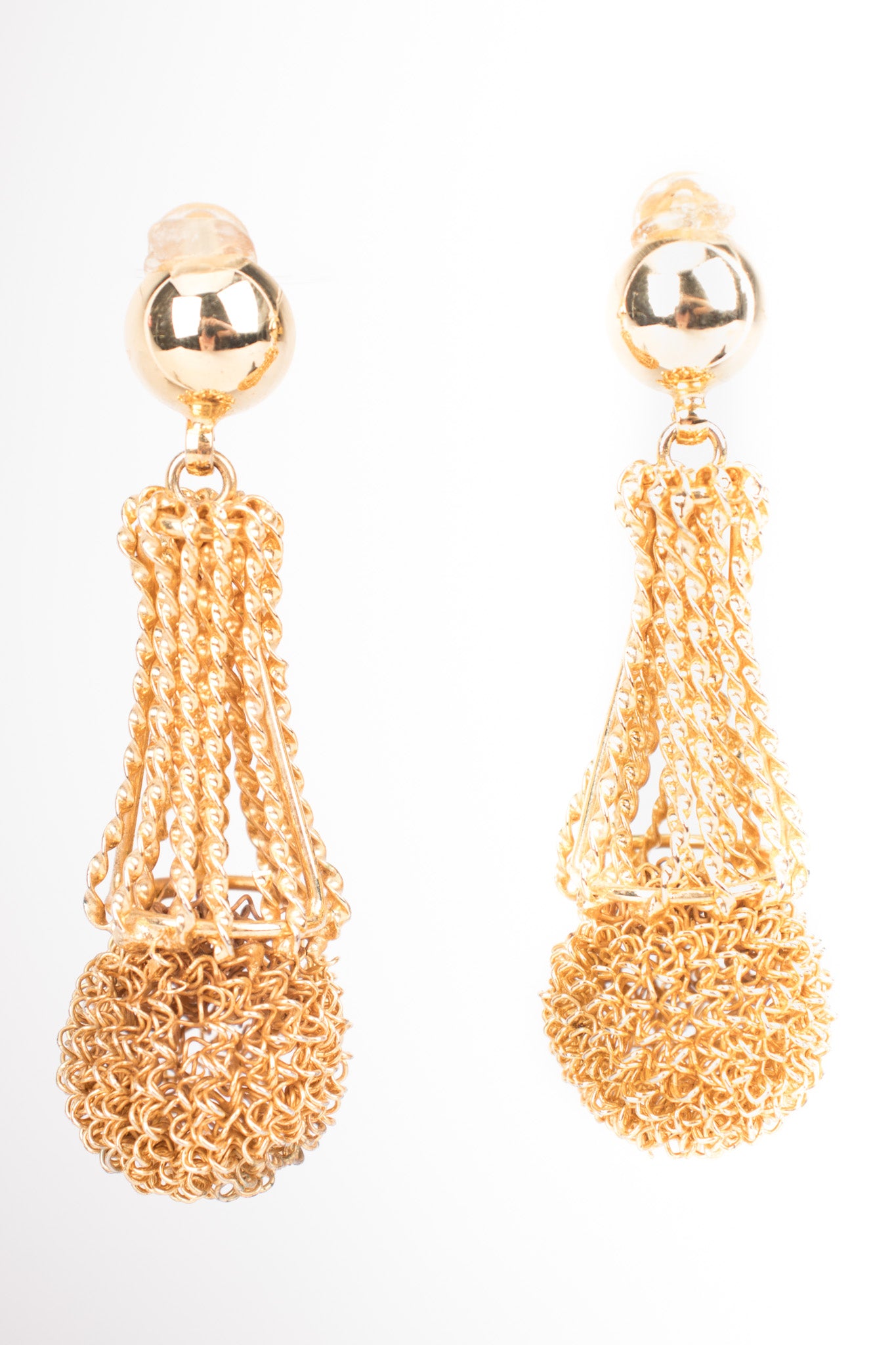 Whimsical Gold Mesh Topiary Ball Earrings