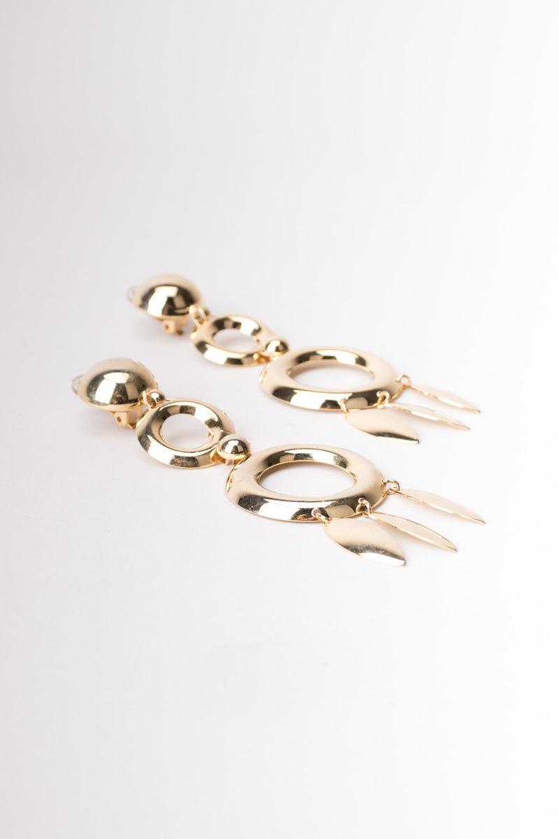 Recess Los Angeles Vintage Gold Graduated Circle Leaf Drop Earrings