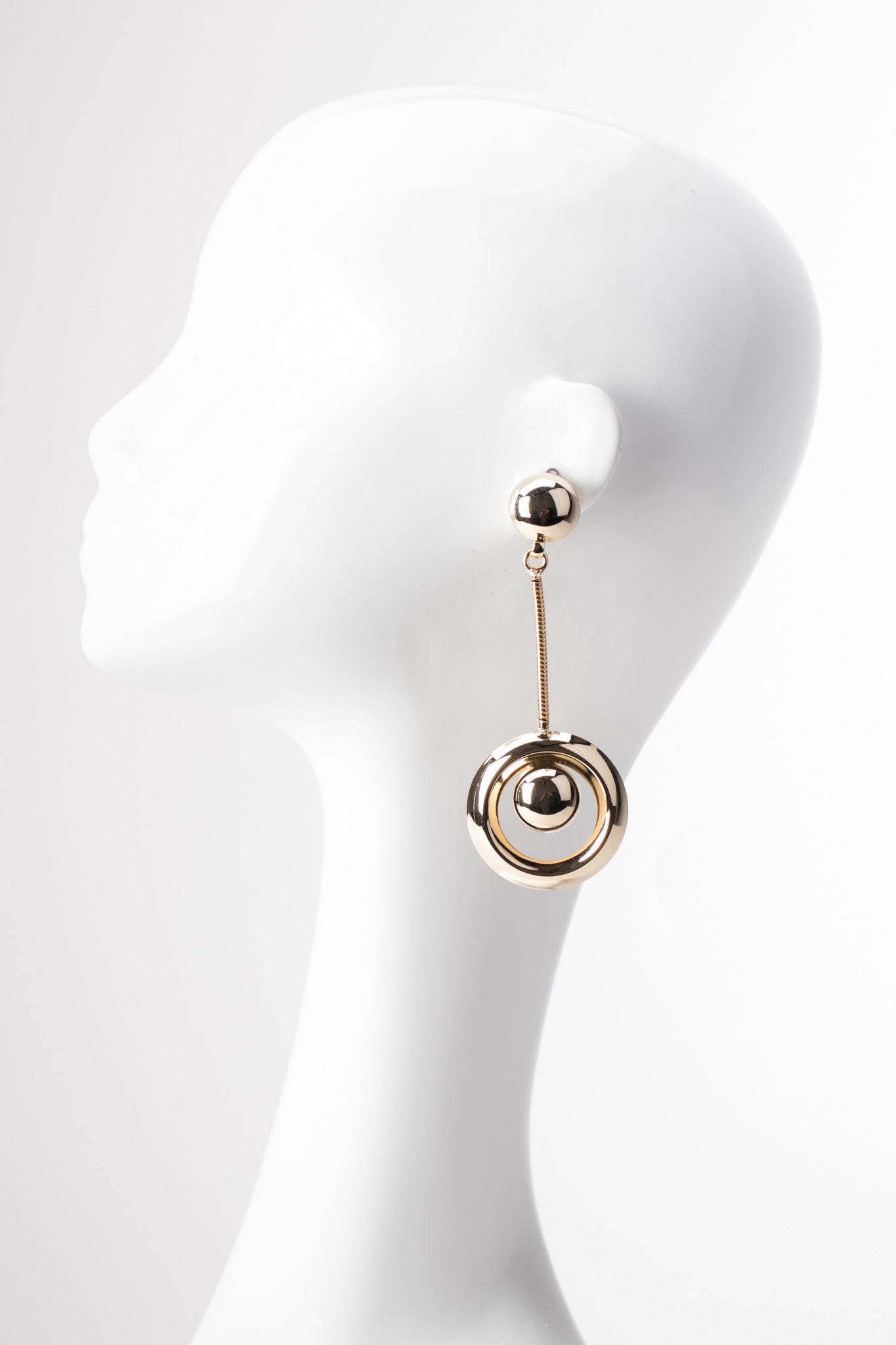 Gold Chain Drop Hoop Clip Earrings