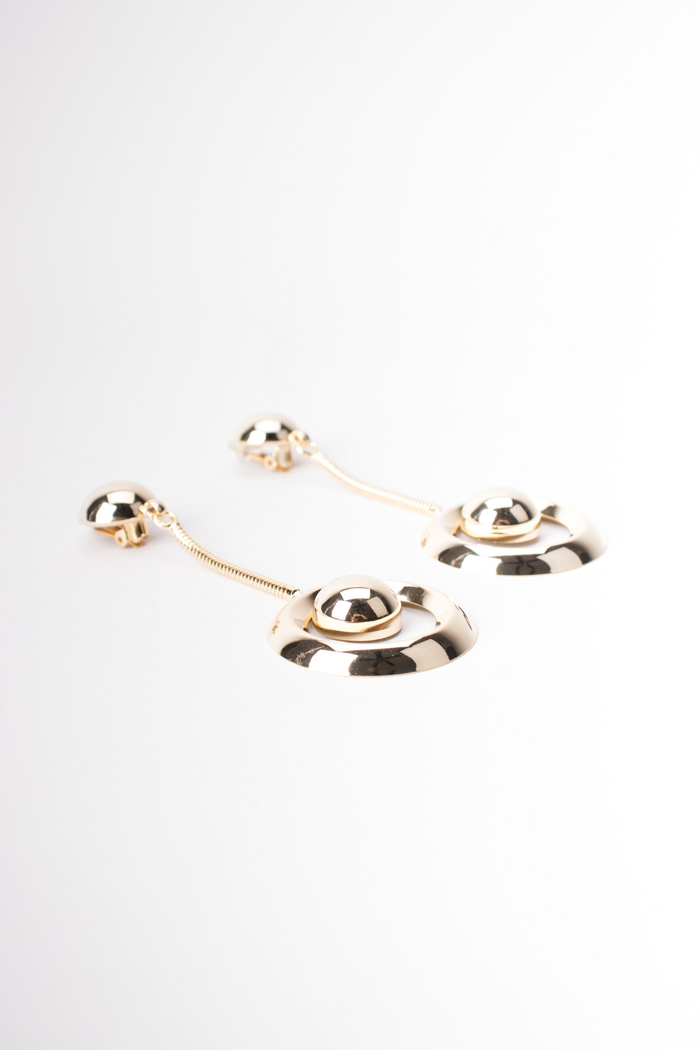 Gold Chain Drop Hoop Clip Earrings