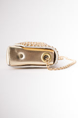 Michael Morrison Gold Lamé Crystal Stud Fanny Pack Belt Bag Crossbody