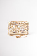 Michael Morrison MX Gold Lamé Crystal Stud Fanny Pack Belt Bag Crossbody