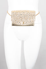 Michael Morrison MX Gold Lamé Crystal Stud Fanny Pack Belt Bag Crossbody