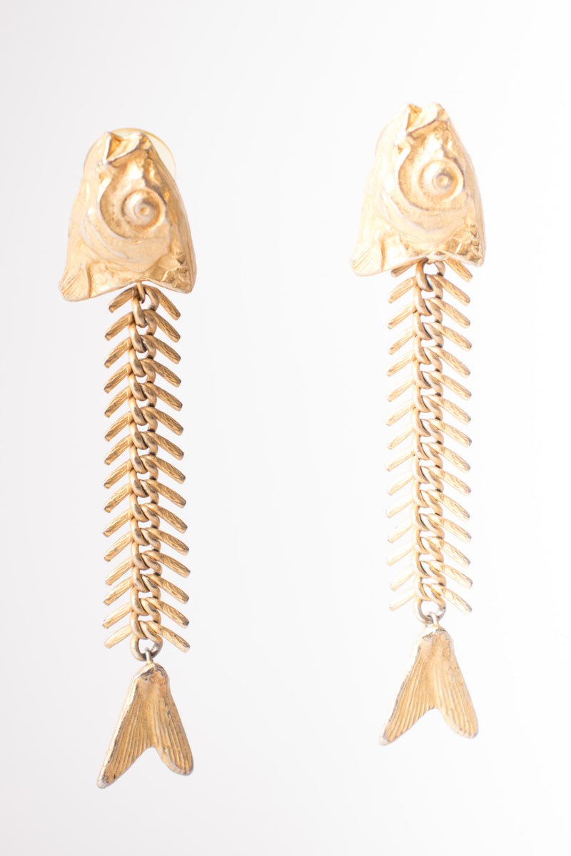 Fish Bone Backbone Vertebrae Earrings & Bracelet Set