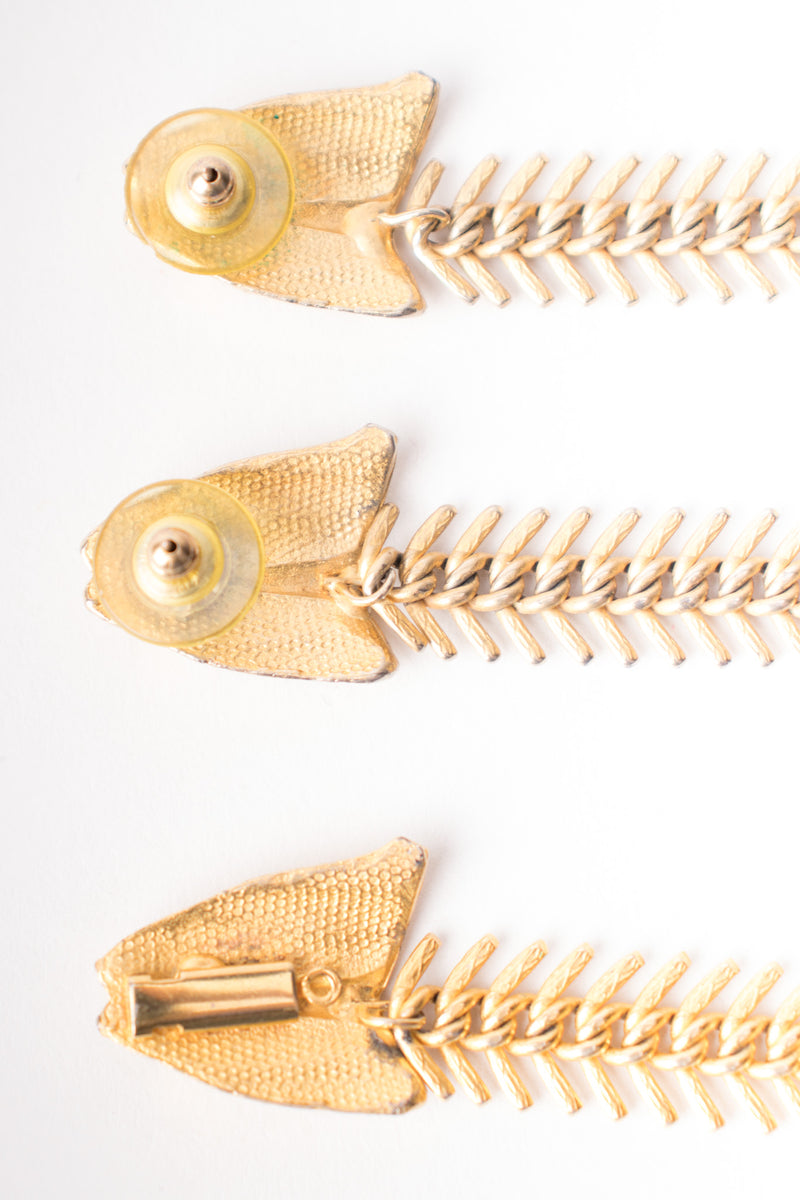 Fish Bone Backbone Vertebrae Earrings & Bracelet Set