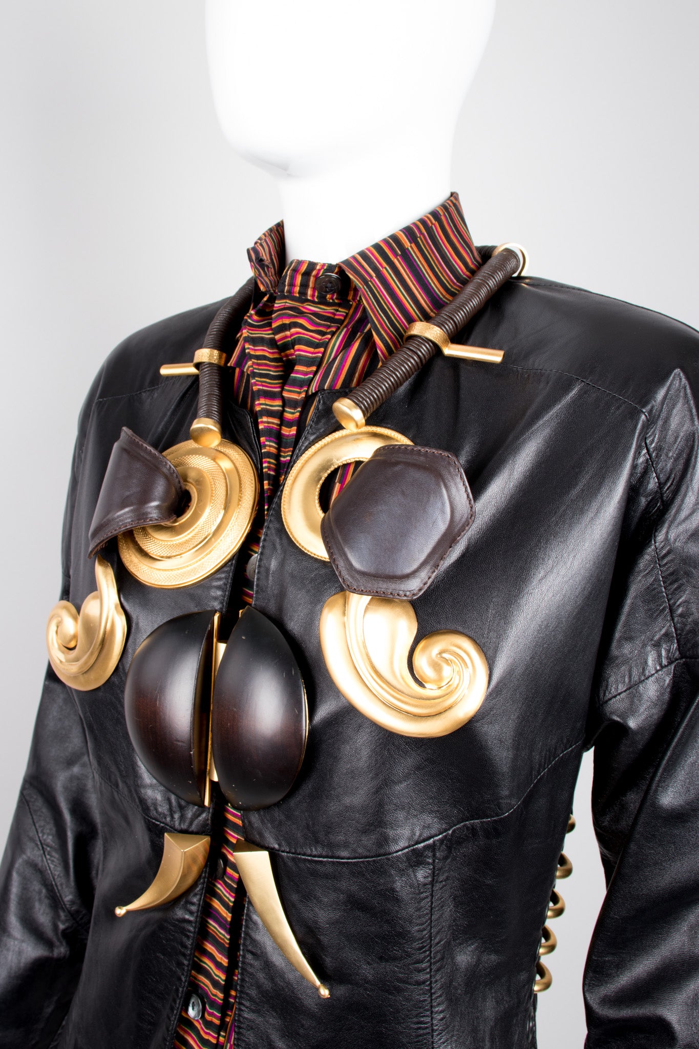 Gianfranco Ferre African Embellished Leather Jacket