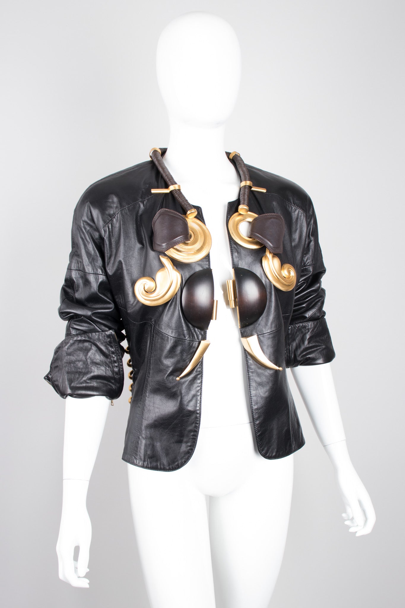 Gianfranco Ferre African Embellished Leather Jacket