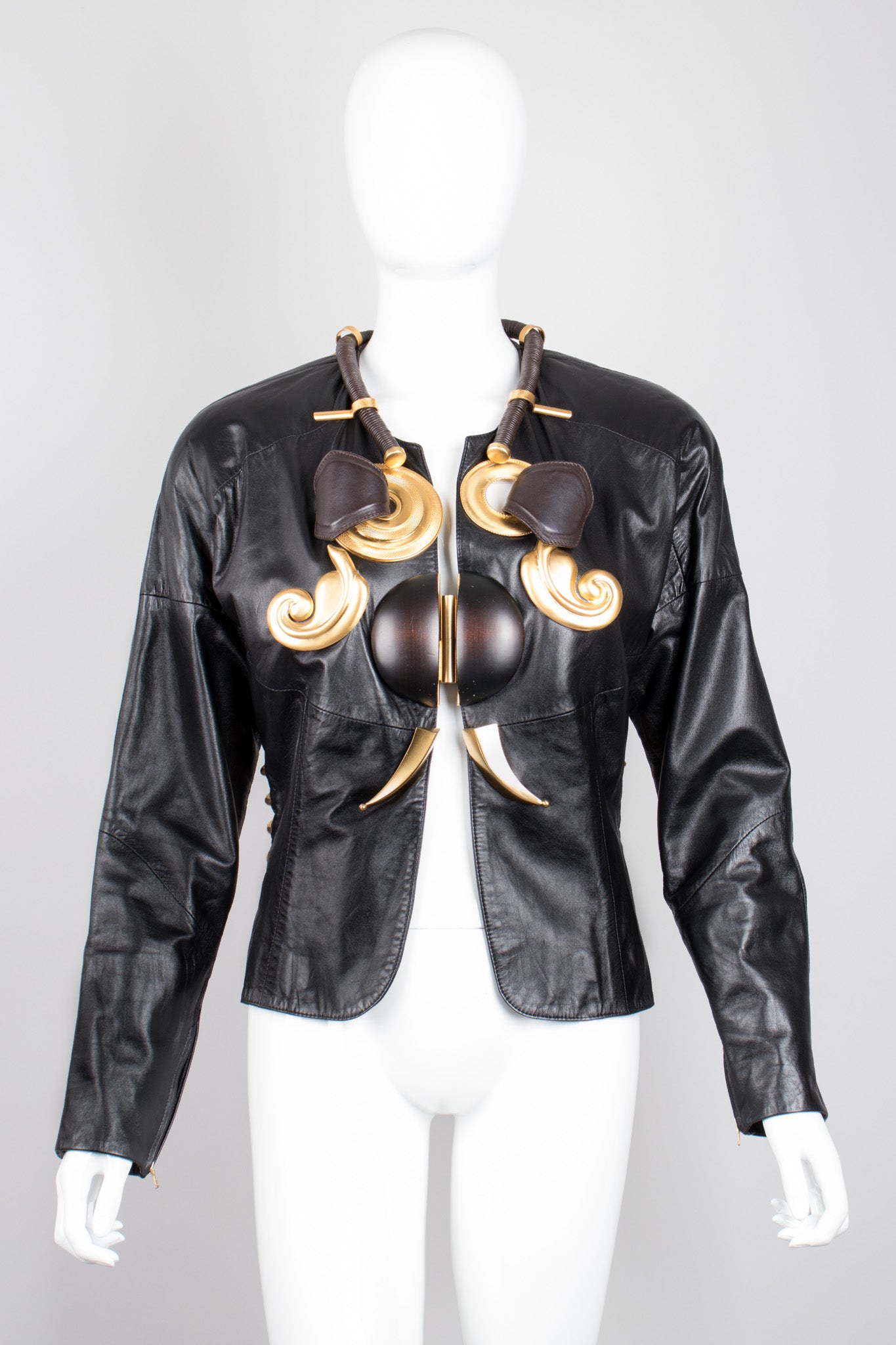 Gianfranco Ferre African Embellished Leather Jacket