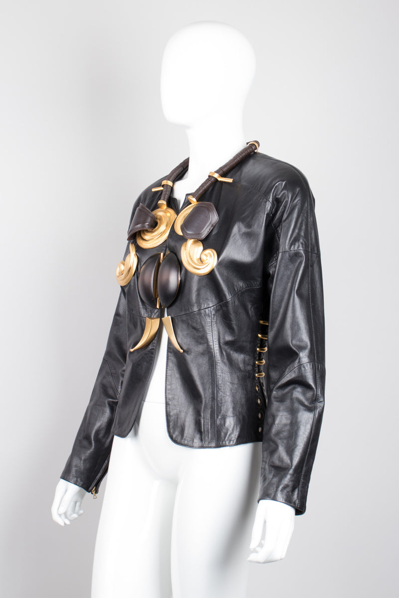 Gianfranco Ferre African Embellished Leather Jacket