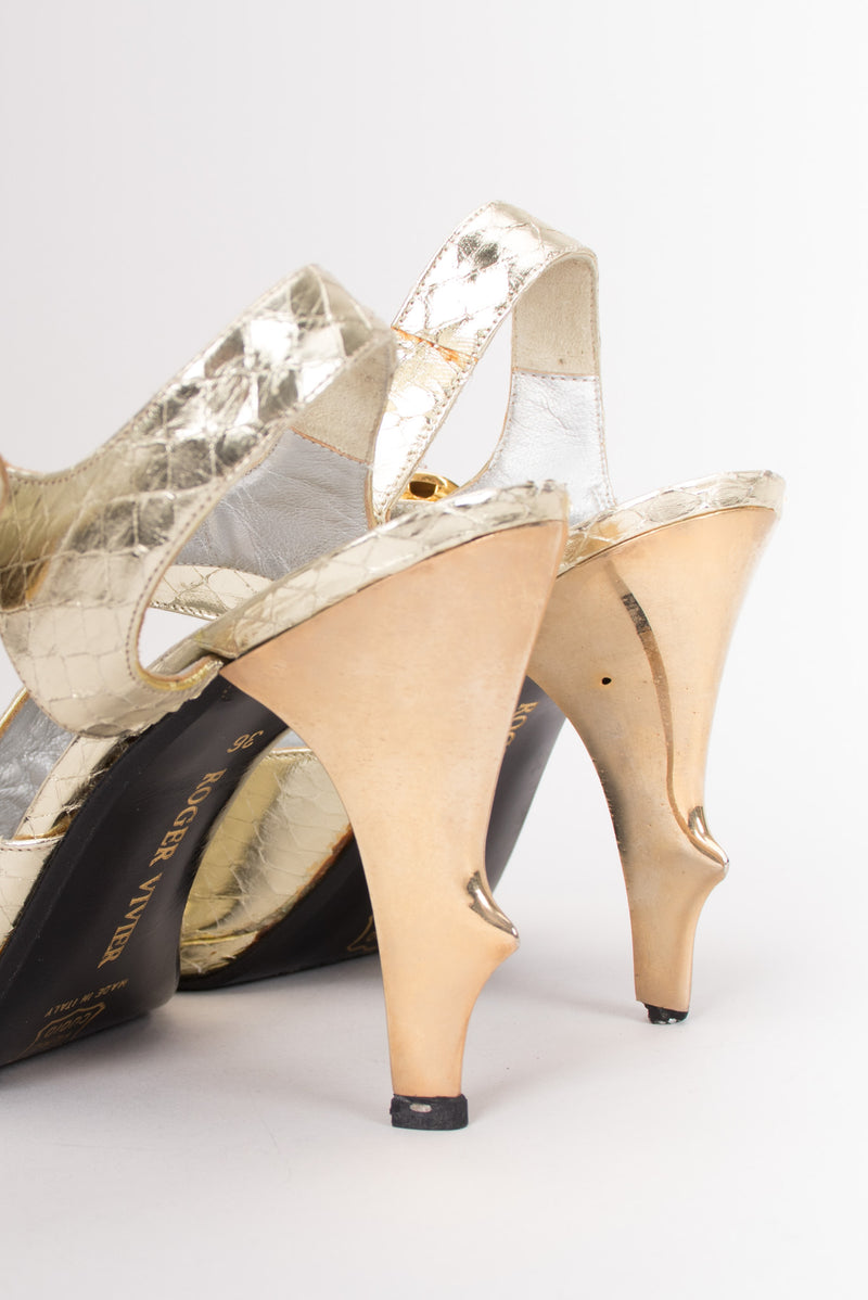 Roger Vivier Metallic Lamé Snakeskin Sculpture Antler Heels