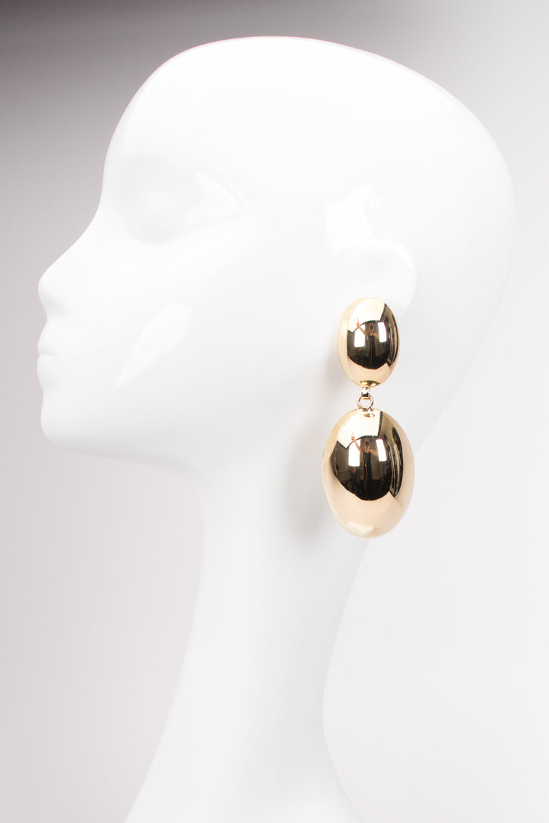 Vintage Shiny Golden Oval Drop Earrings