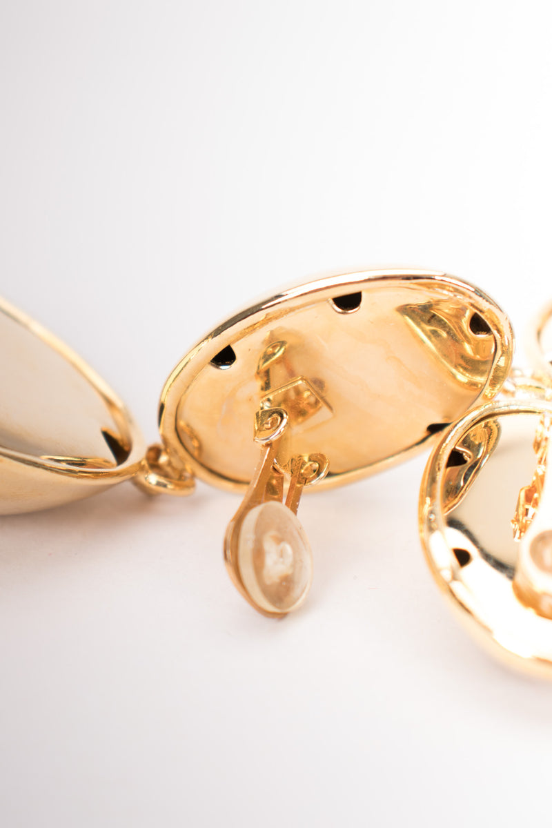 Vintage Golden Oval Drop Earrings