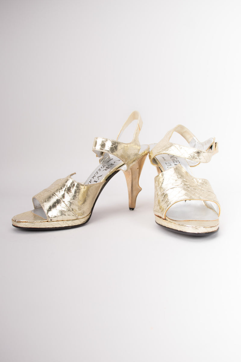 Roger Vivier Metallic Lamé Snakeskin Sculpture Antler Heels