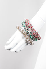 Tricolor Rhinestone Bangle Bracelet Set