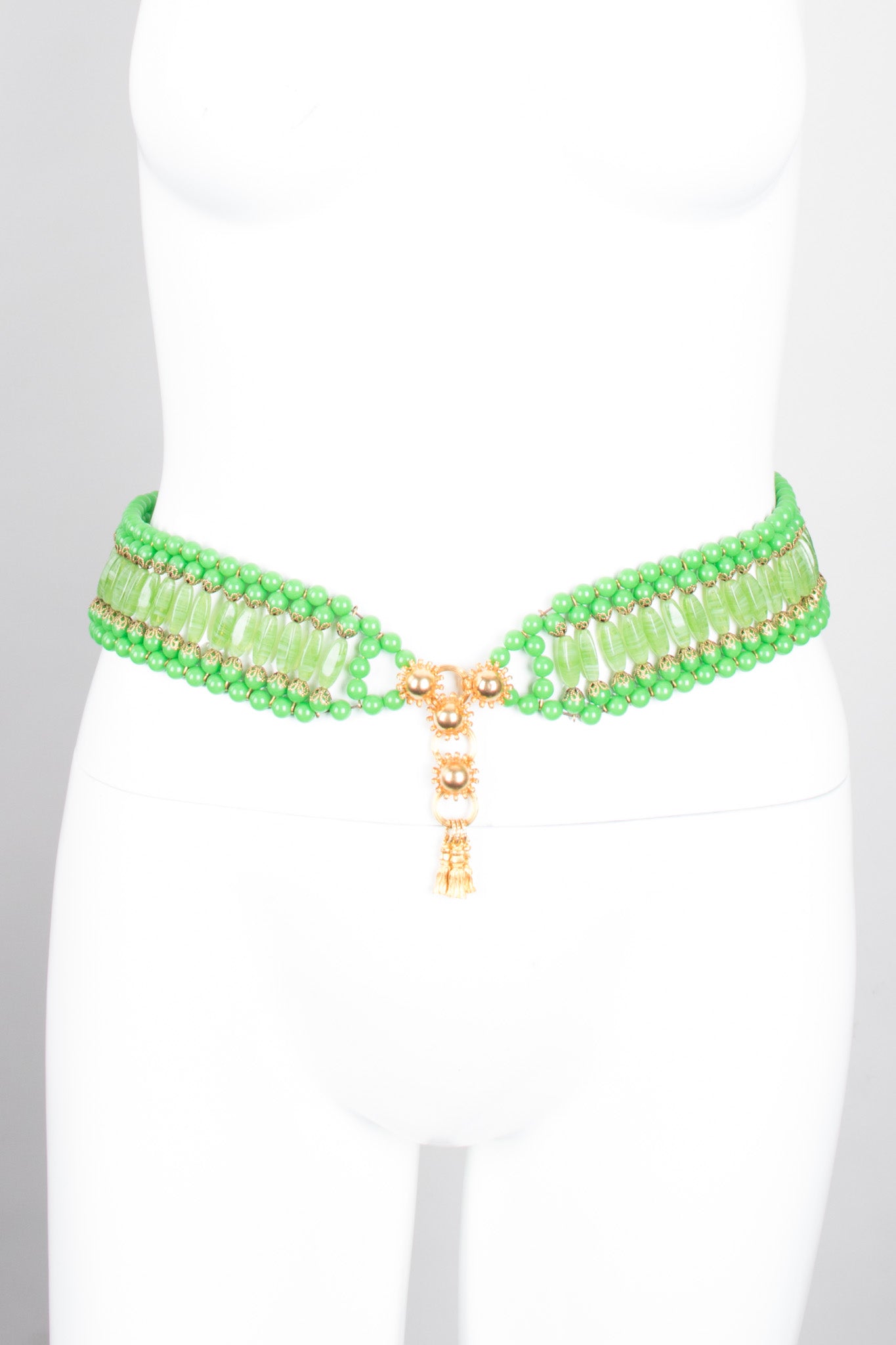 William de Lillo Vintage Green Glass Bead Belt