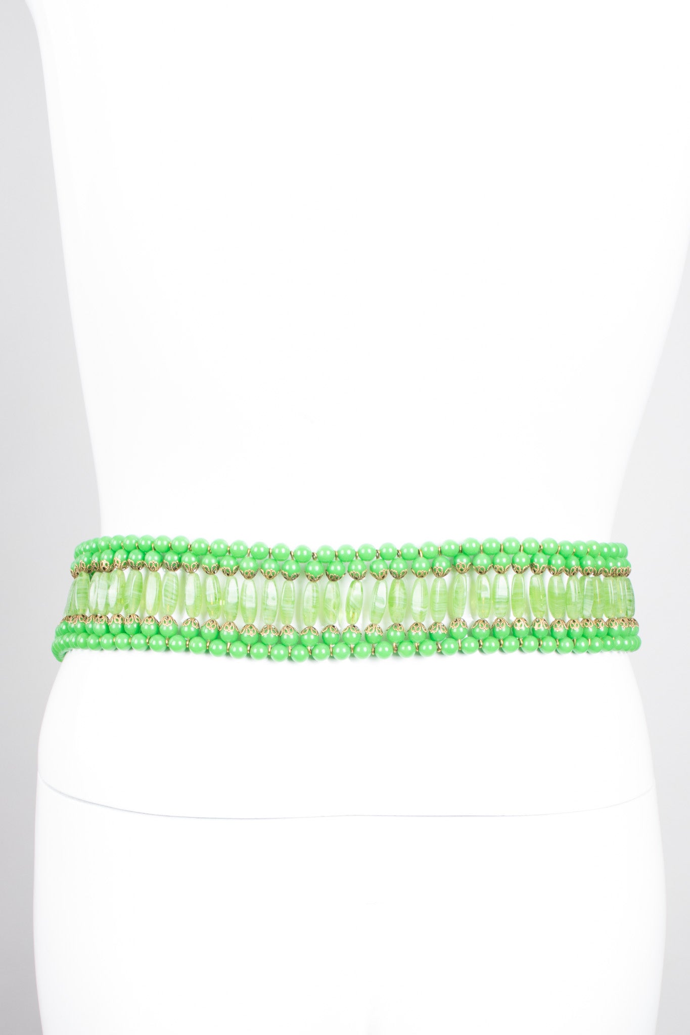 William de Lillo Vintage Green Glass Bead Belt