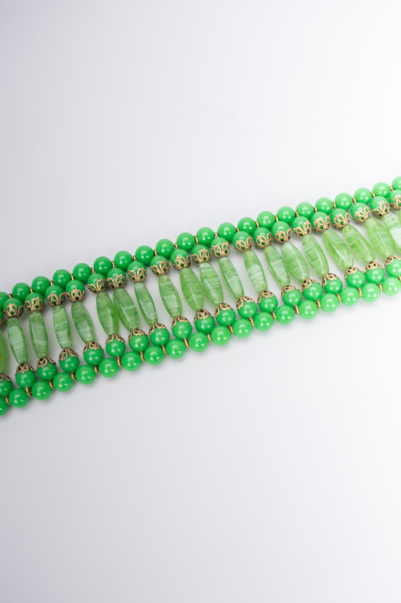 William de Lillo Vintage Green Glass Bead Belt