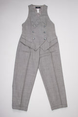 Neiman Marcus Studio Vintage Tweed Double Breasted Vest & Pant Suit Set