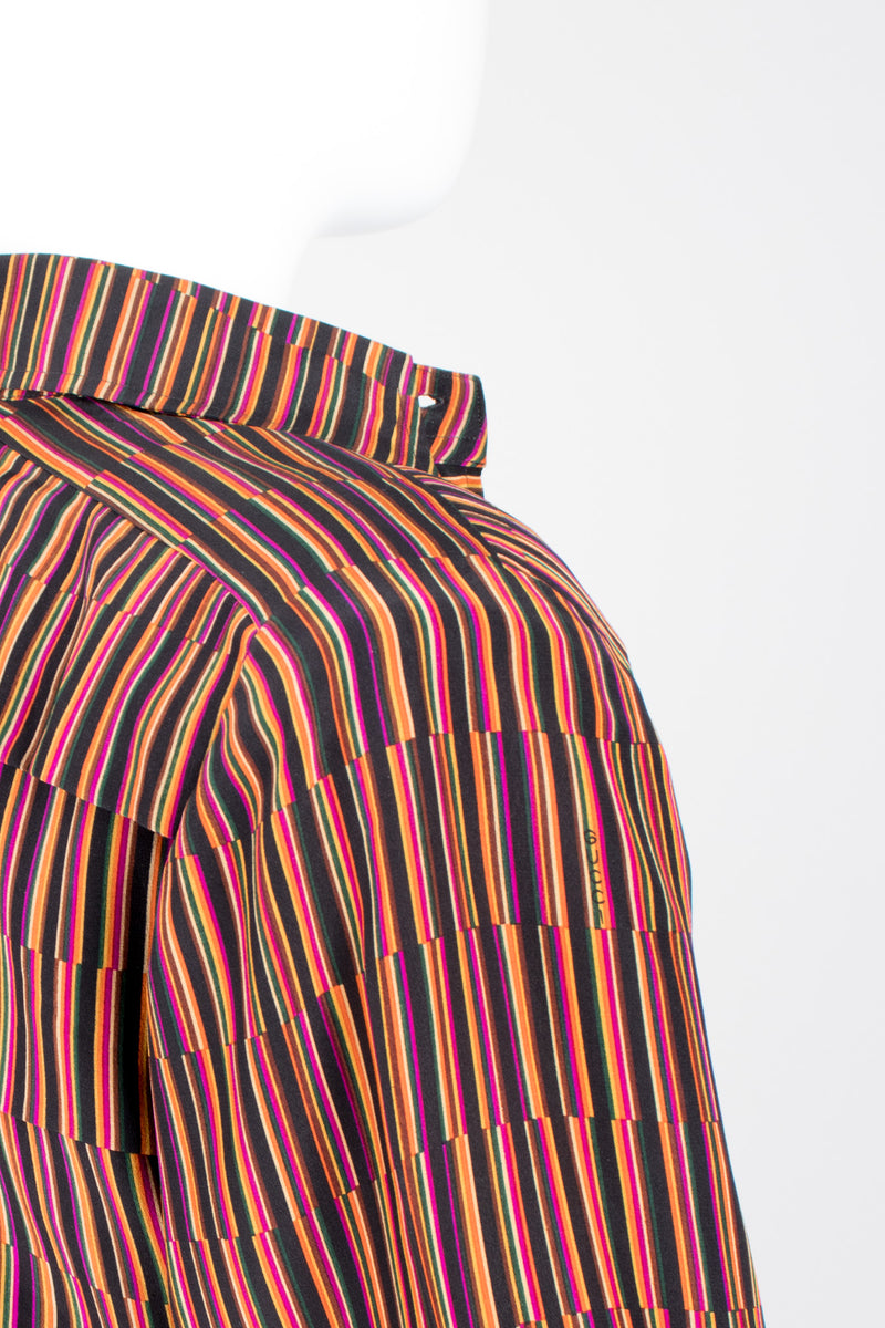 Gucci Vintage Pleated Matchstick Stripe Silk Shirt