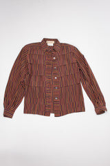 Gucci Vintage Pleated Matchstick Stripe Silk Shirt