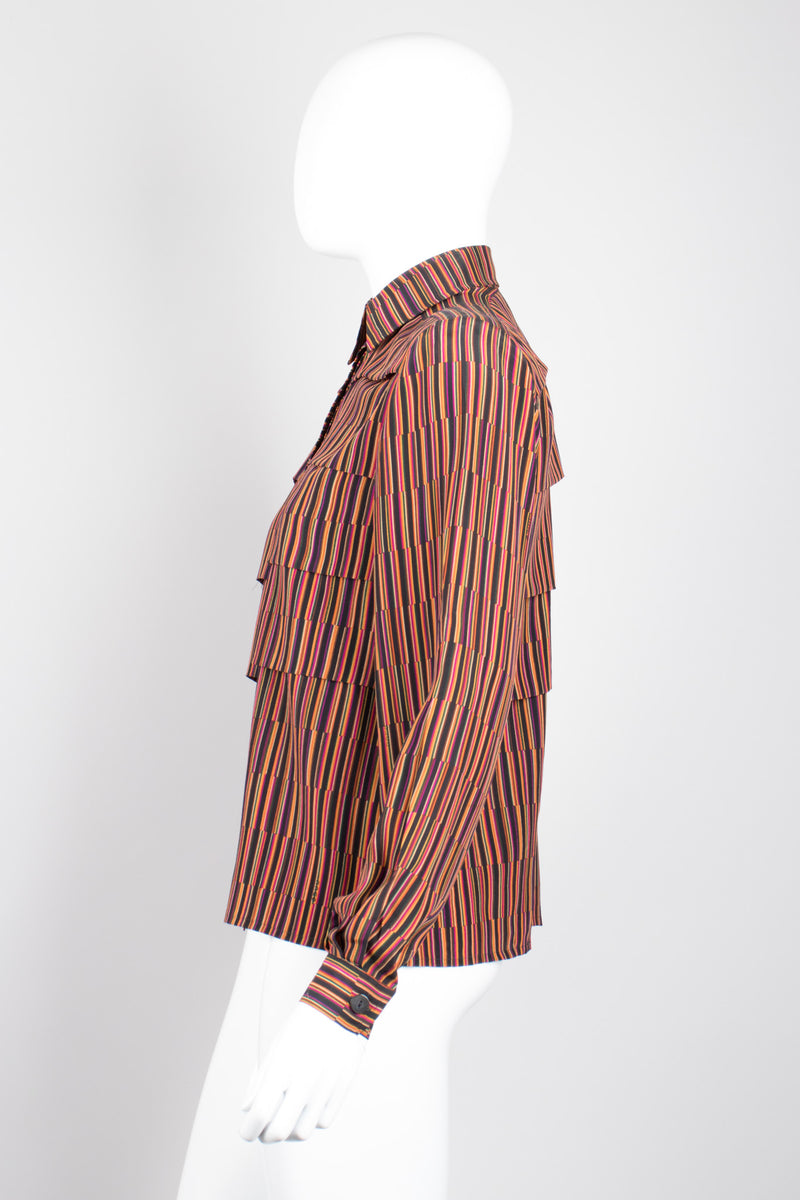 Gucci Vintage Pleated Matchstick Stripe Silk Shirt