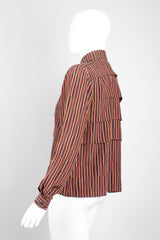 Gucci Vintage Pleated Matchstick Stripe Silk Shirt