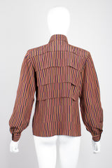 Gucci Vintage Pleated Matchstick Stripe Silk Shirt