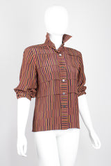 Gucci Vintage Pleated Matchstick Stripe Silk Shirt