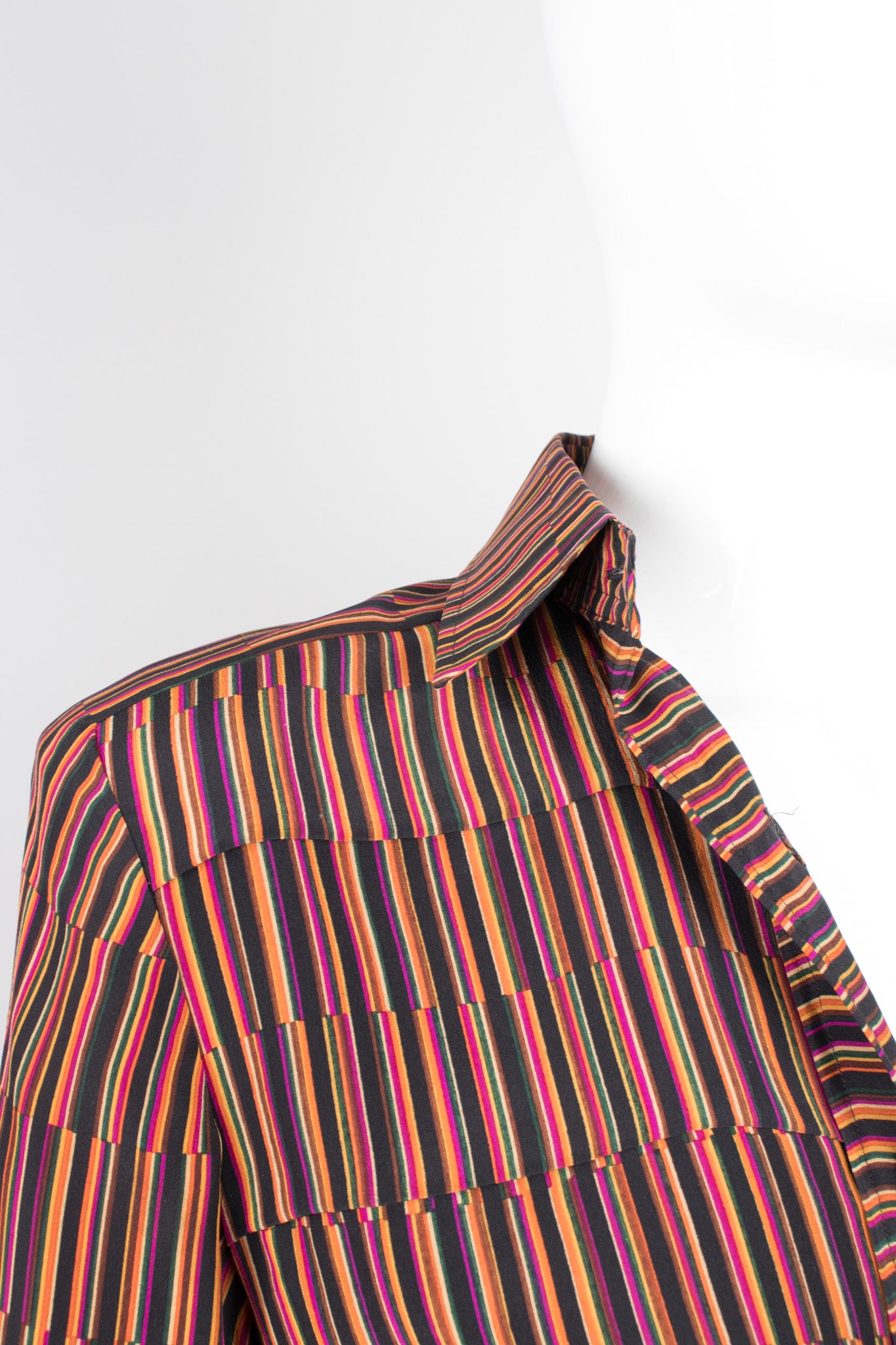 Gucci Vintage Pleated Matchstick Stripe Silk Shirt