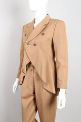 Issey Miyake Wool Cropped Waterfall Tuxedo Jacket & Pant Suit Set