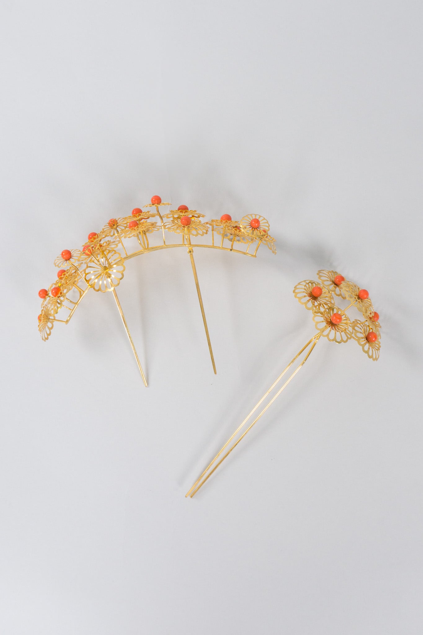 Japanese Vintage Flower Crown Headpiece & Hairpin Set