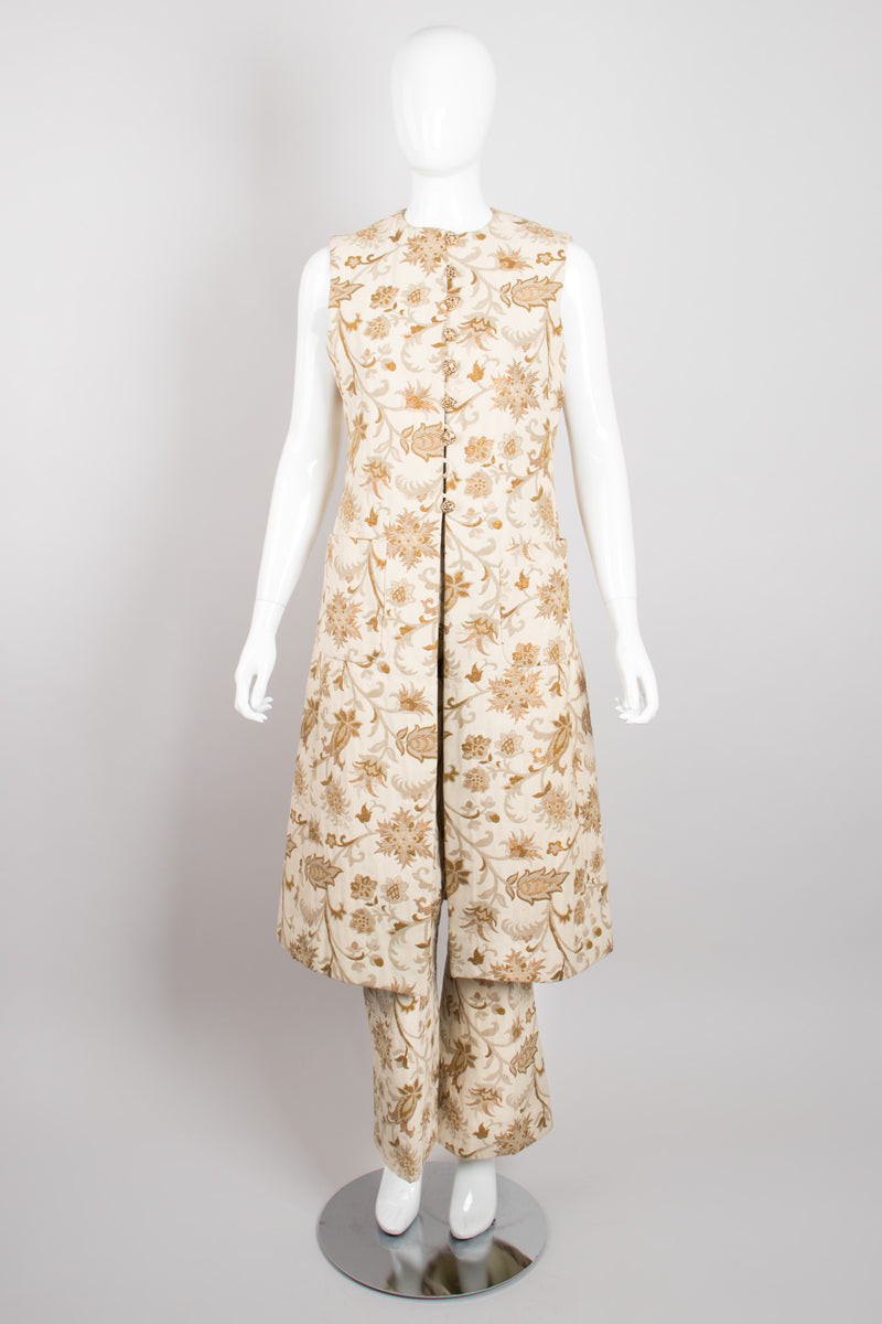 Vintage Junior Sophisticates Rockstar Gold Floral Brocade Vest & Pant Set Recess Los Angeles LA