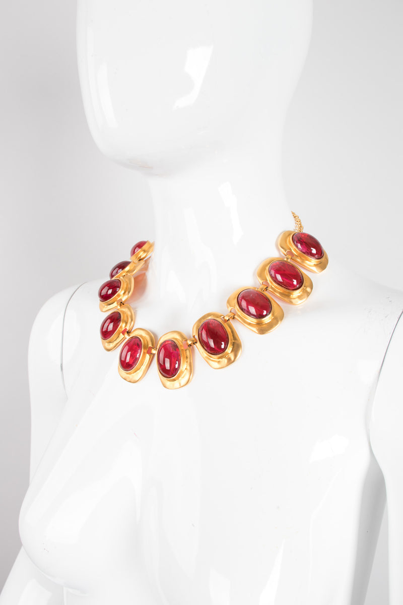 Kenneth Jay Lane Polished Glass Cabochon Collar Necklace