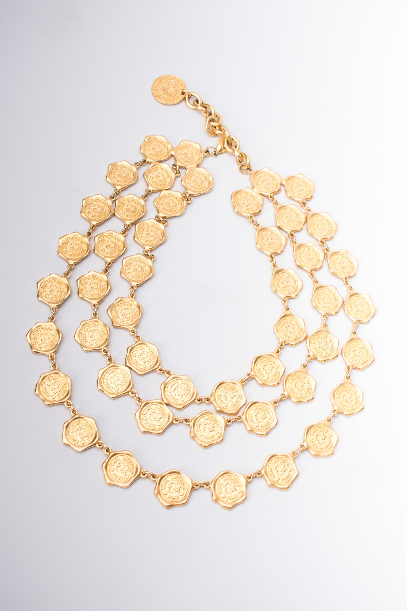 Karl Lagerfeld Triple Layer Gold Seal Stamp Necklace