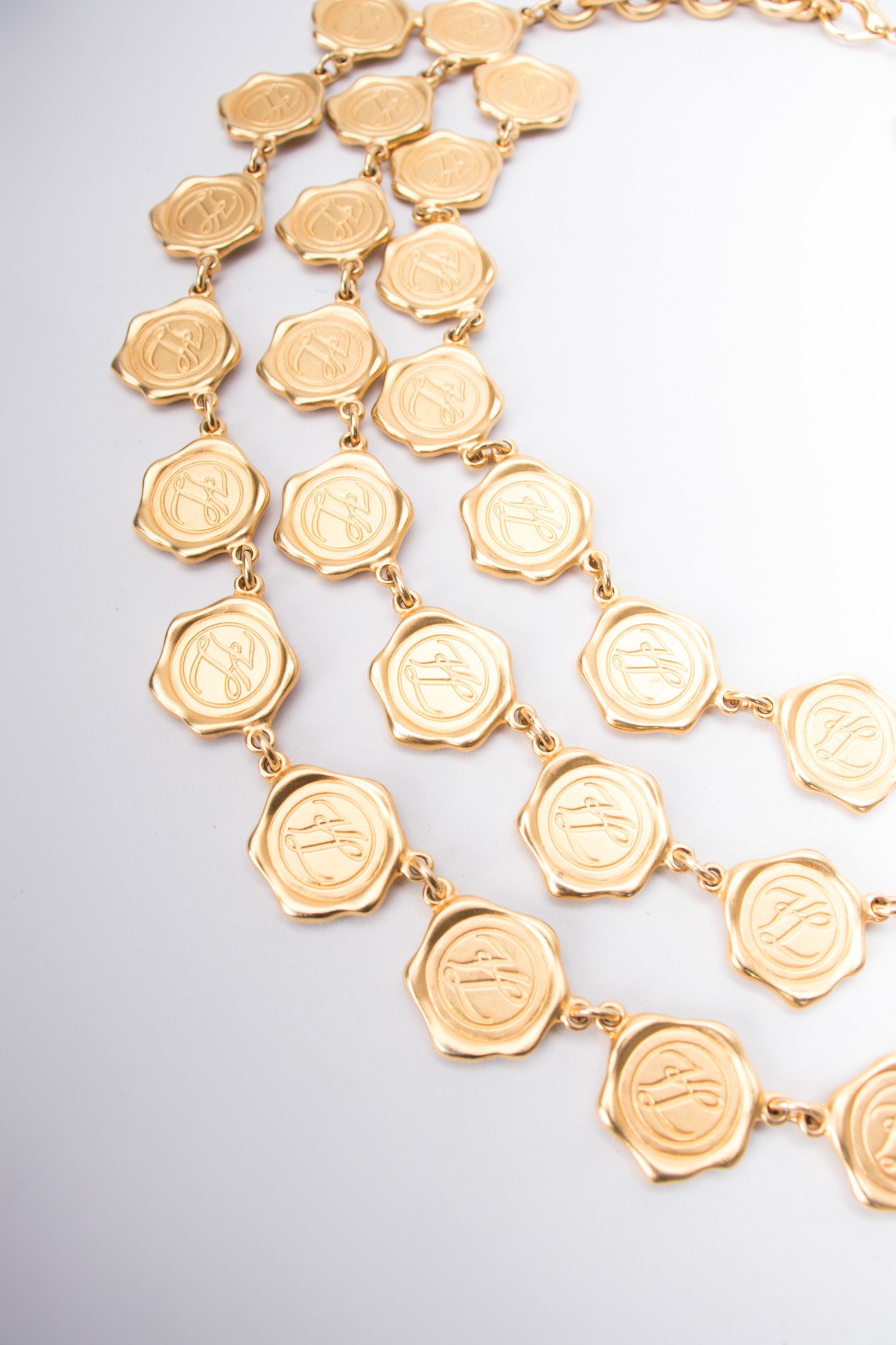 Karl Lagerfeld Triple Layer Gold Seal Stamp Necklace