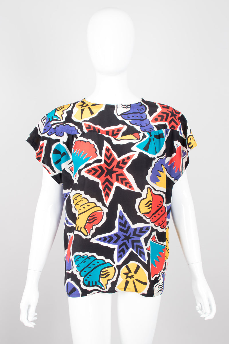 Karl Lagerfeld 90s Seashell Silk Print Top & Pant Set