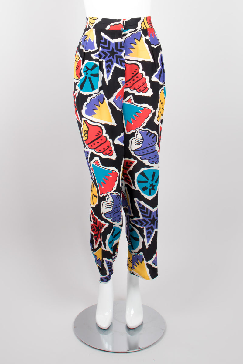 Karl Lagerfeld 90s Seashell Silk Print Top & Pant Set