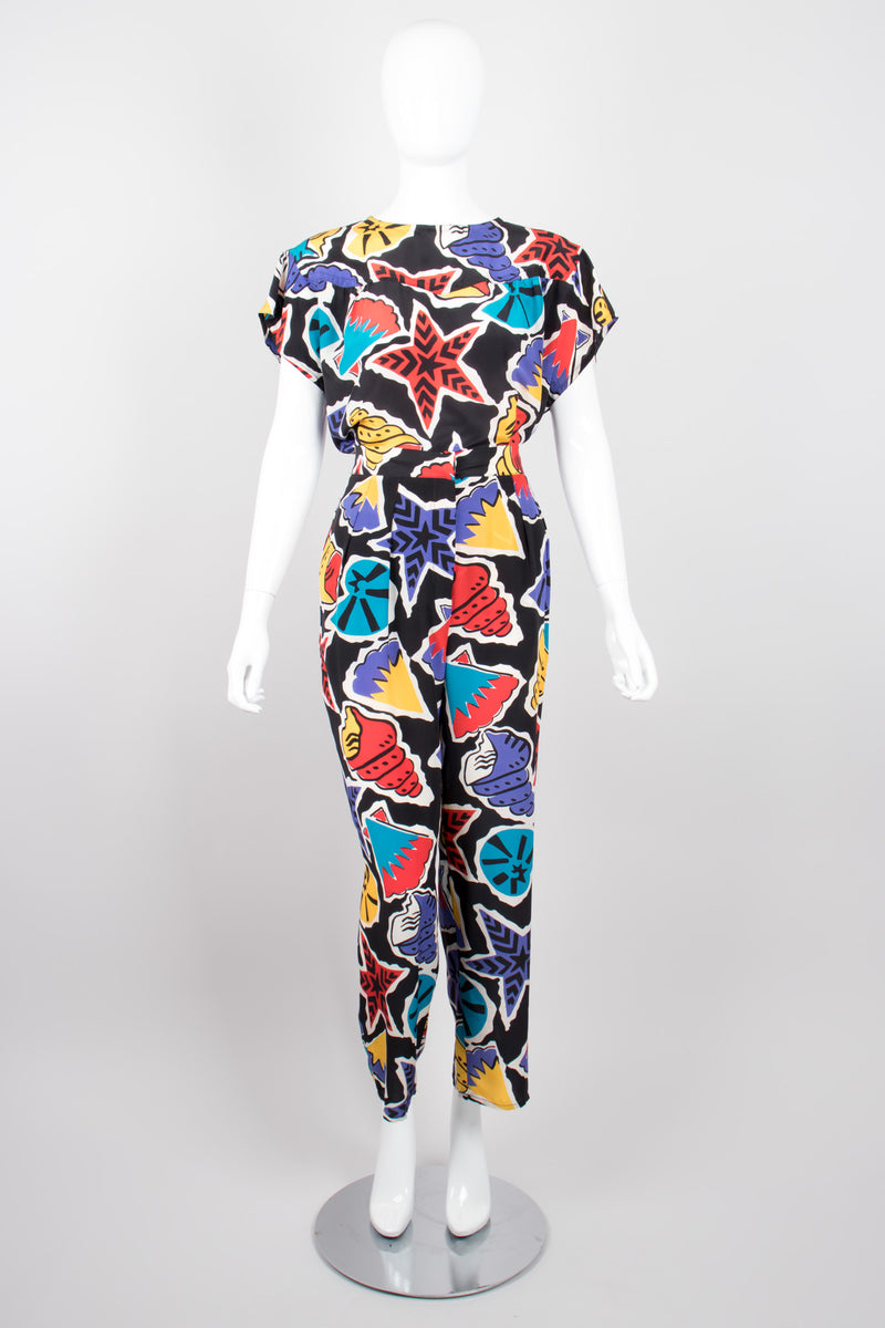 Karl Lagerfeld 90s Seashell Silk Print Top & Pant Set