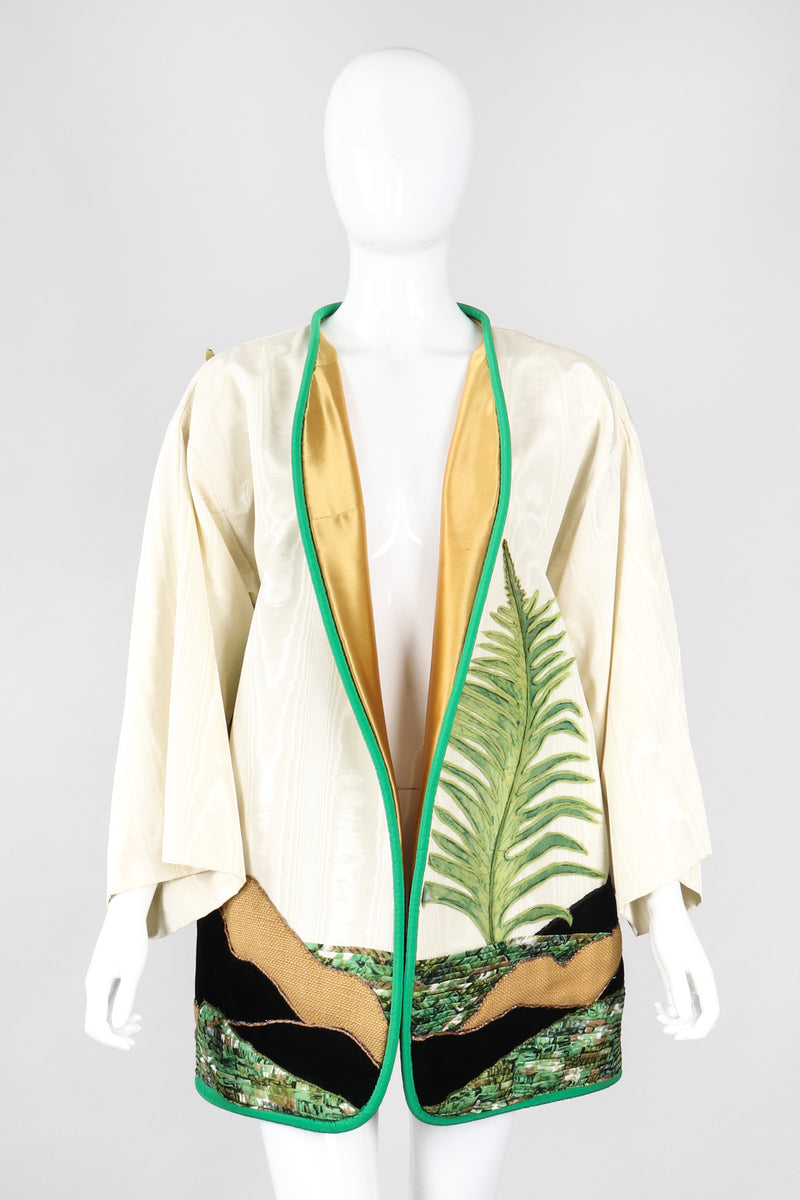 Recess Los Angeles Vintage Silk Jungle Cheetah Appliqué Kimono Jacket