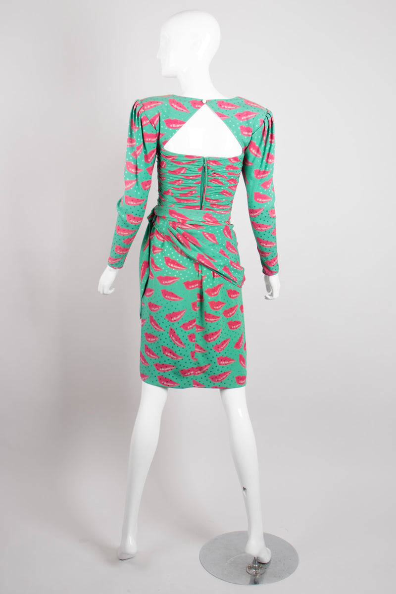 Emanuel Ungaro Parallèle Ruched Lip Print Dress