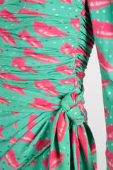 Emanuel Ungaro Parallèle Ruched Lip Print Dress