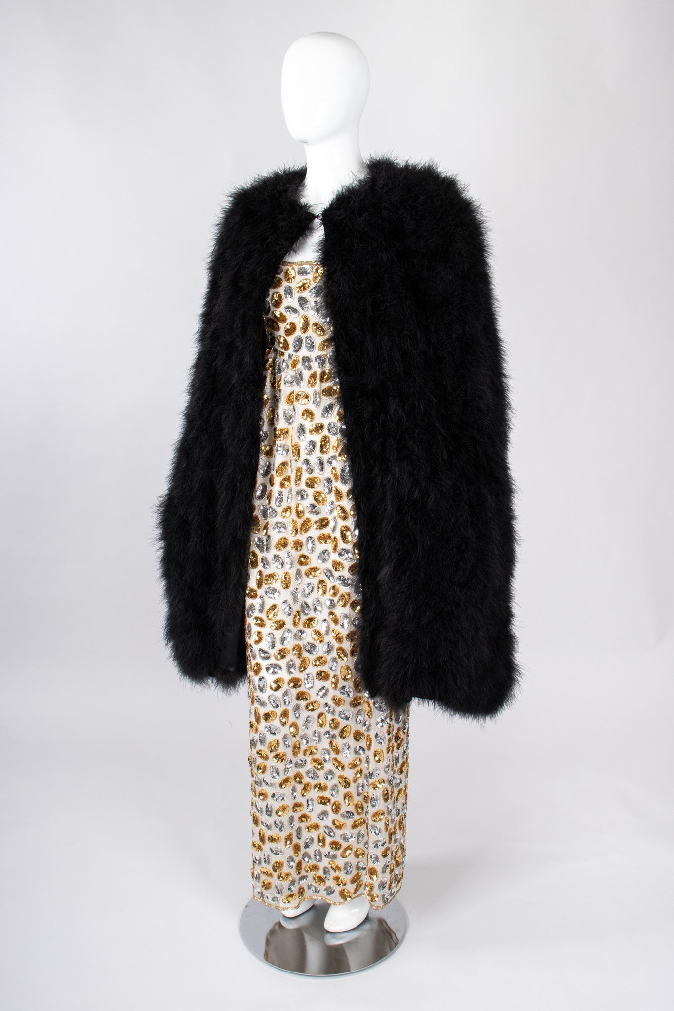 Recess Los Angeles Vintage Sonia Rykiel Long Marabou Feather Rockstar Stage Cape