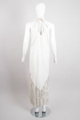 Design By Mandana Beaded Leather Fringe Halter Dress