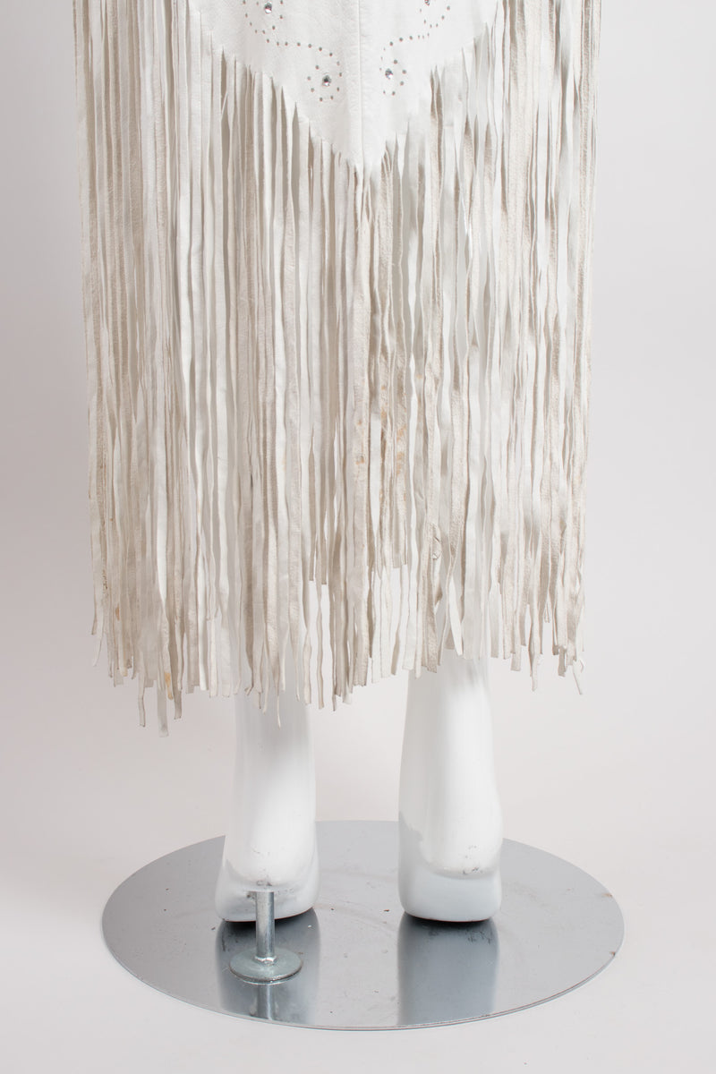 Design By Mandana Beaded Leather Fringe Halter Dress