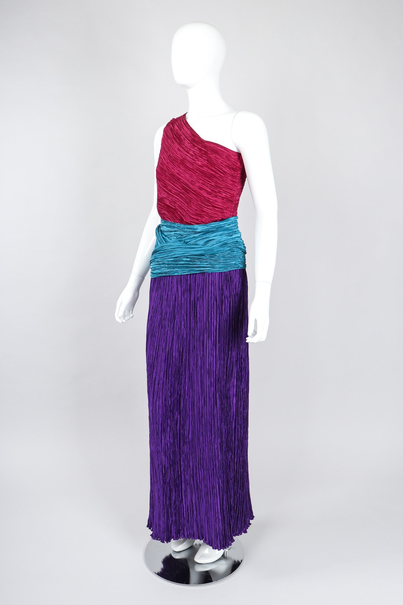 Recess Los Angeles Vintage Mary McFadden One-Shoulder Colorblock Gown