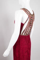 Mary McFadden Pleated Jeweled Back Dress GoT Game Of Thrones Cersei Red Wedding