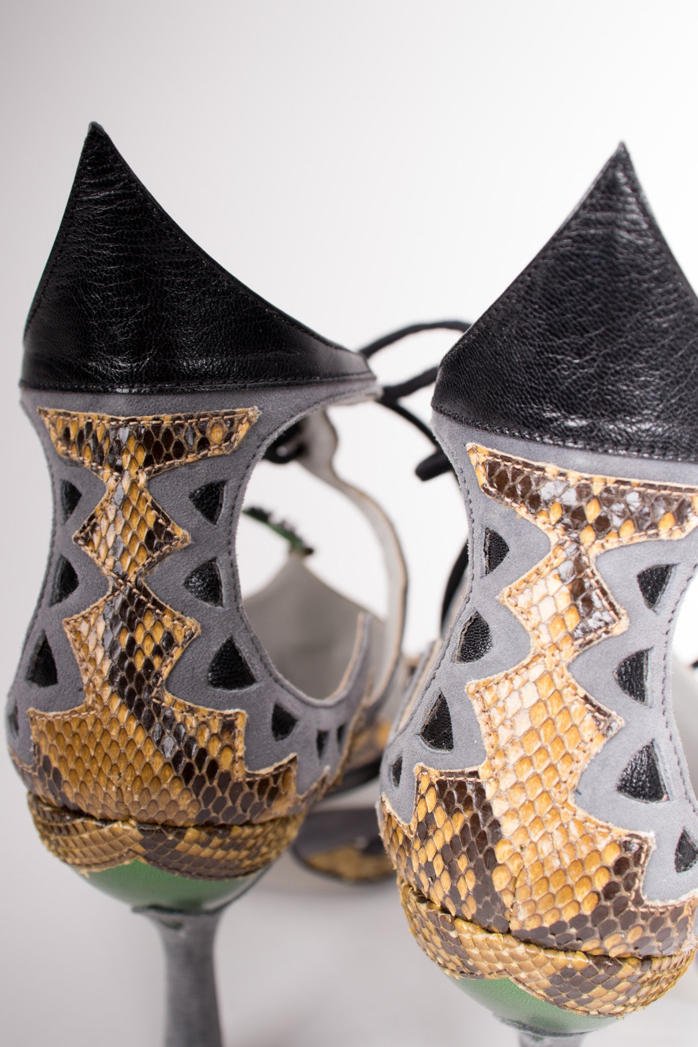 Miu Miu Snakeskin Embellished Dragonly Heels